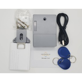 Lock Connection® RFID Electronic Cabinet Lock Hidden DIY for Wooden Cabinet Locker Drawer (Gray), Assembled in The USA.