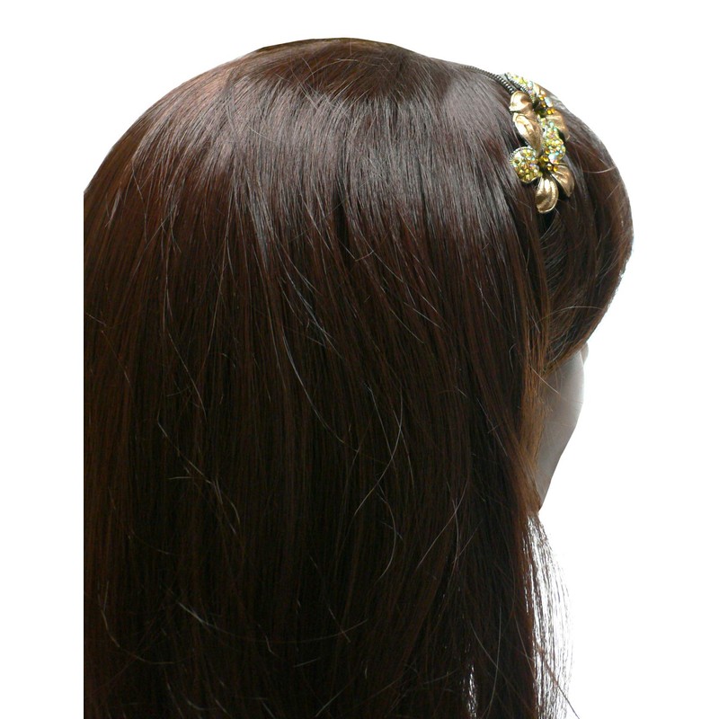 JCGY Set of 2 Crystal Flower Headbands Metal Wire Hairbands