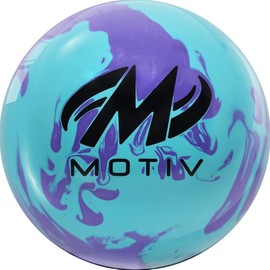 Motiv PRE-DRILLED Max Thrill Hybrid Bowling Ball - Sky Blue Solid/Purple Pearl 13lbs (This Item Includes a Free Bowlerstore Rubber Shammy)