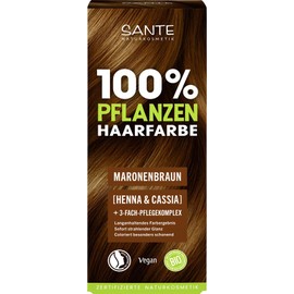 SANTE Naturkosmetik 100% Pflanzenhaarfarbe Pulver 08 Maronenbraun, vegane Haar-Coloration mit Henna & Cassia, langanhaltendes Braun, natürliche Grauabdeckung & Glanz, mit 3-Fach Pflegekomplex, 100g