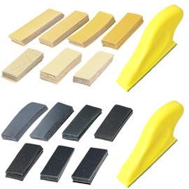 140 PCS Detailed Sandpaper Wet Dry Detail Sandpaper, Wet and Dry Sandpaper Sheets P80 P120 P180 P240 P320 P400 P600 with Mini Sander for Polishing and Grinding