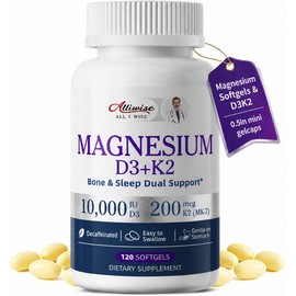 Magnesium Glycinate 400mg Softgels, Small Easy to Swallow High Absorption Magnesium Supplement, with Vitamin D3 & K2 for Sleep Relax Calm Muscle Bone* Health, 120 Gelcaps