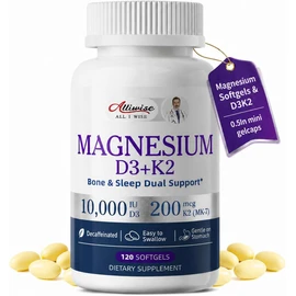 Magnesium Glycinate 400mg Softgels, Small Easy to Swallow High Absorption Magnesium Supplement, with Vitamin D3 & K2 for Sleep Relax Calm Muscle Bone* Health, 120 Gelcaps