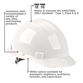 SAFEGEAR Cap Style Hard Hat, 4 Point Adjustable Ratchet Suspension, Class E and G, White, 1 Piece