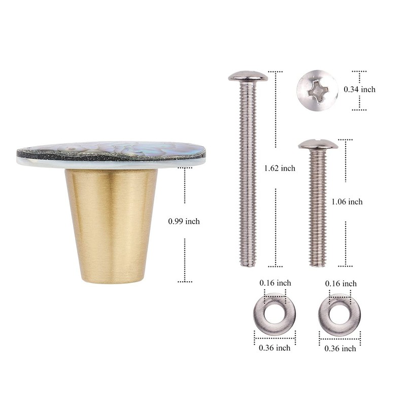 KYEYGWO Pack of 4 Abalone Shell Furniture Knobs, White Shell