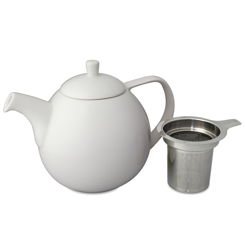 FORLIFE Curve Teapot with Infuser, 45-Ounce, White