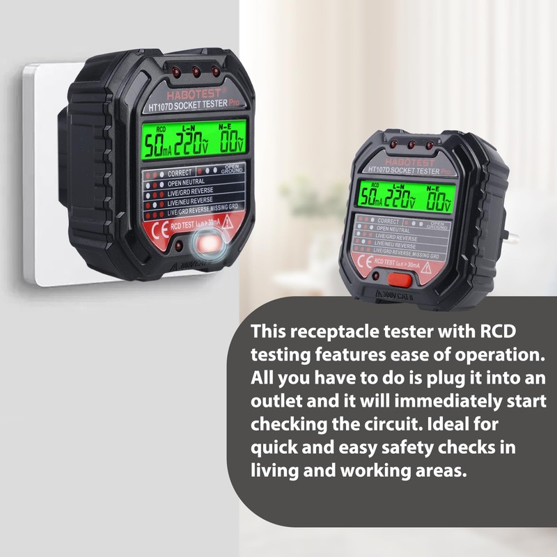 WIYETY Socket Tester with RCD Test: Socket Tester with LCD