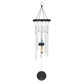 Sonic Energy Chakra Meditation Chime - 64 cm, Silver - Wind Chime with 5 Chimes, 432 Hz - Indoor and Outdoor Decoration (CMC25S)