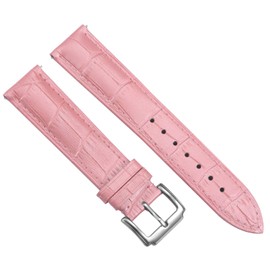 Binlun Leather Watch Strap, Quick Change Leather Strap, Replacement for Men and Women, 10 mm, 12 mm, 14 mm, 15 mm, 16 mm, 17 mm, 18 mm, 19 mm, 20 mm, 21 mm, 22 mm, 23 mm with 12 colours., pink