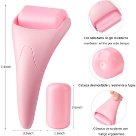 Rodillo de Masaje para Facial Antienvejecimiento, con Tablero Gua Sha, Rodillo de hielo,Herramientas Faciales, Cepillo de Mascarilla de Silicona Perfecto para Belleza de Cuello y Cara, 5 EN 1, Rosado