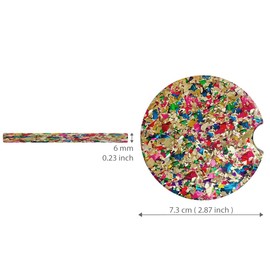 WIRESTER Gold Multicolor Sparkling Glitter Car Coaster, Round Acrylic Coasters for Drinks (2.87 inches), 2pcs Set