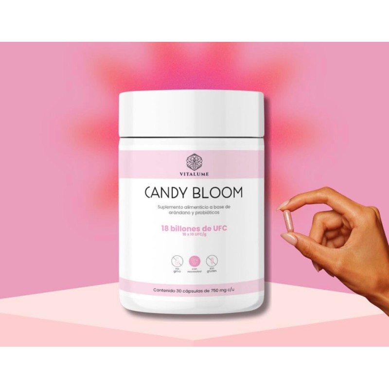CANDY BLOOM SUPLEMENTO ALIMENTICIO A BASE DE ARANDANO Y PROBIOTICOS