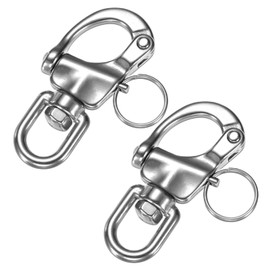 TIXIPEM Swivel Snap Shackles [2PCS] - 316 Stainless Steel Swivel Eye Snap Shackle Use for Sailing Rigging & Camping & Marine - [70MM/2.76IN-500 KG] Quick Release Snap Hook
