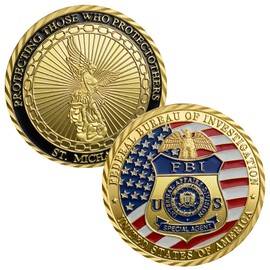FBI Special Agent Challenge Coin with St. Michael Protection Emblem - Metal Token for Law Enforcement and First Responders, United States of America