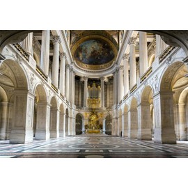 AOFOTO 10x7ft Paris Palace of Versailles Backdrop for Wedding Photography Vinyl France Museum Landmark World Heritage King's Chapel Interior Altar Tabernacle Photography Background Photo Studio Props