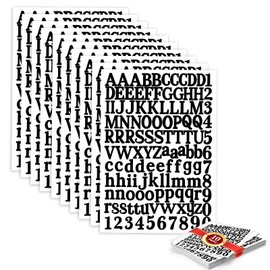 1210 Pieces10 Sheets Letter Stickers Self-Adhesive Vinyl Letter Alphabet Number Stickers Decals for Signs Mailbox Numbers Magazine Labels DIY Crafts Art Making(Black)