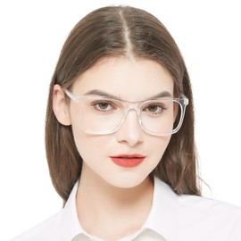 AEZUNI 4 Pack Retro Oversized Square Reading Glasses for Women 2.0 Trendy Style Readers 100 150 200 250 300 350 400 500 600 (Transparent)