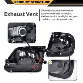 ANDPLAY LED DRL Strip Headlights & Corner Parking Lights Fit 1997-1999 F250/Compatible with Ford Expedition 1997-2002/Fit 1998-2003 Ford F150 Clear Lens Chrome Housing Amber Reflector