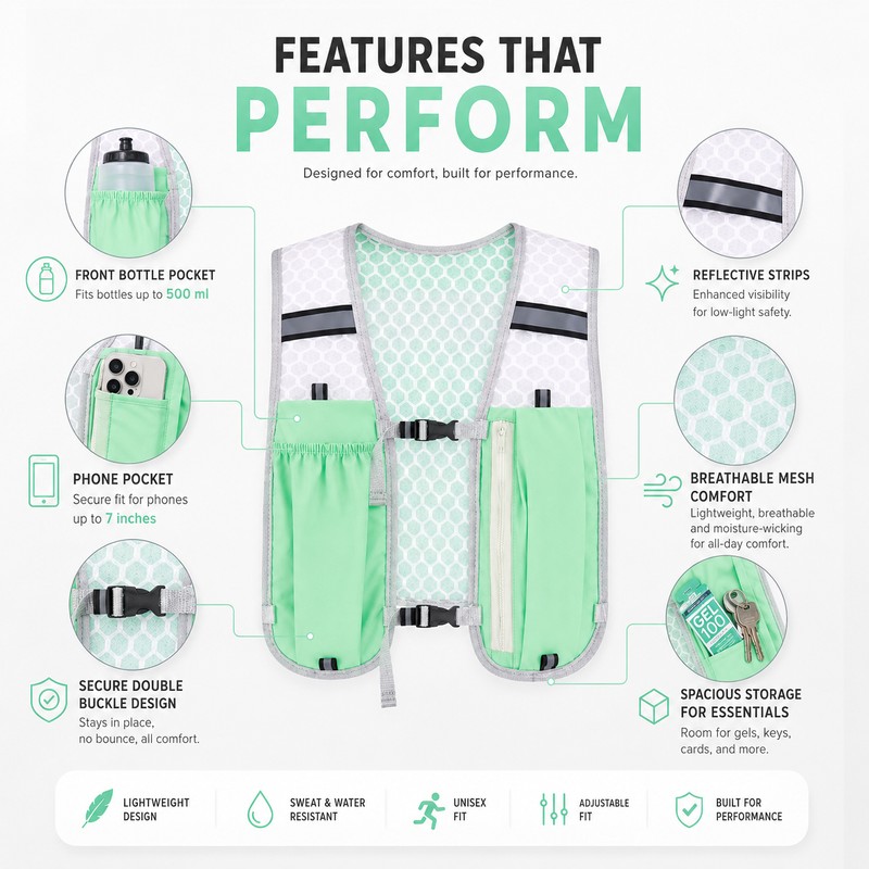 Hydration Running Vest for Outdoor Training – Lightweight Water Bottle