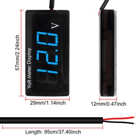 XIITIA DC 12V Car Digital Voltmeter LED Display DC 5-28V Voltage Volt Meter Waterproof Gauge for Car Motorcycle (Blue)