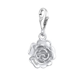 Nena Lina Rose Charm Pendant in 925er Sterling Silver for Charm Bracelet, Necklace, Earring, Bracelet and Charm Carrier Many Popular 713019-000