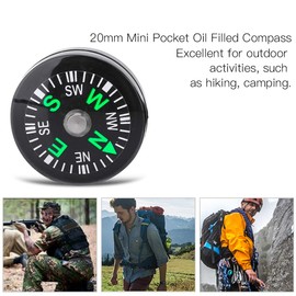 20mm 12 Pcs Button Compass Mini Compass, Easy to Read, Pocket Compass, for Hiking Camping, Outdoor Activities Accessory, Portable Compact Compass