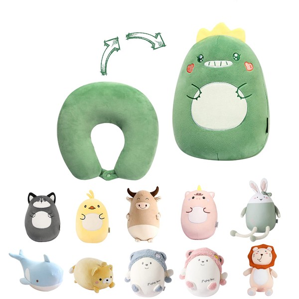 JOYRAVO Kids Travel Pillow - 2-in-1 Deformable Neck Pillow, Soft