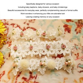 Diadema de Bautizo, Niña Blanca Flor Bautizo Diademas Exquisita Artesanía Elástico Suave Encaje bebé Niña Bautismo Diademas para Bautizos de bebé y Bautizos (Tipo C)