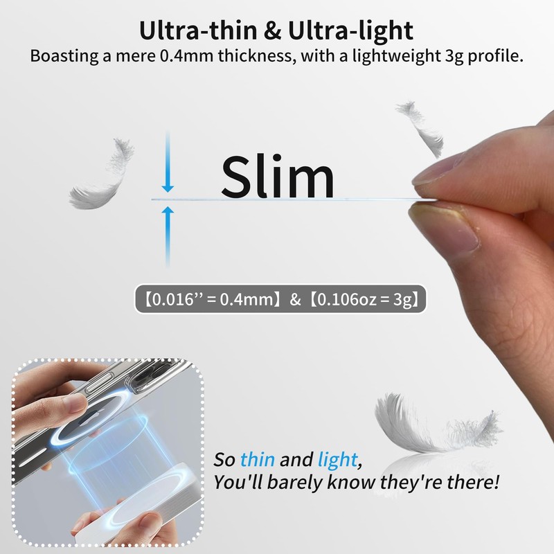 Aothey Metal Rings Compatible with Magsafe Sticker (White)