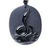 Chinese Zodiac Snake Amulet/Talisman Pendant Necklace Made of Obsidian Gemstone: