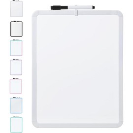 Dry Erase Board, 14" x 11" with a Black Dry Erase Marker, Small Mini White Board for Kids, Students Multifunction - Color: white