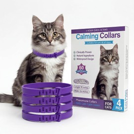 4 Pzs Collares Calmantes Gatos, Collar para Gatos Calmante Impermeables, Ajustables y Seguros Collar para Gato Calman,Relajan, Son Cómodos y se Desconectan Fácilmente Efecto de larga duración(púrpura)