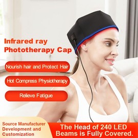 Gorro de Crecimiento del Cabello, Terapia de Luz Roja, Ajuste de Tres Niveles de Pulso,Adecuado para Hombres y Mujeres con Pérdida de Cabello, Sistema Avanzado de Regeneración del Cabello