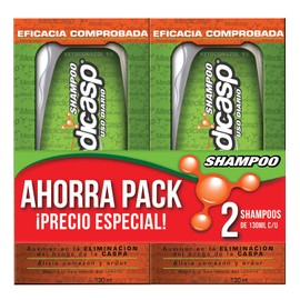 Medicasp Shampoo Anticaspa- 2 PACK- Auxiliar en la eliminación del hongo de la caspa, alivia comezón y ardor, deja el cabello con brillo y suavidad, ideal para uso diario, 2 botellas de 130 ml