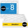 Simply 20x20x1 Air Filter, Merv 8, MPR 600, 6 Pack,