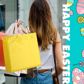 Eersida 100 Pcs Easter Plastic Shopping Bags with Handle 10 x 13'' Pastel Gift Bags for Small Business Easter Spring Party Decor