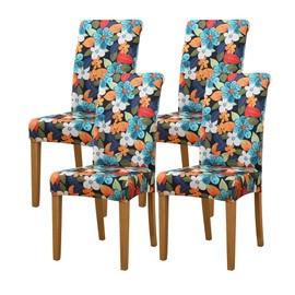 EVOLLER Dining Room Chair Covers Set of 4 Floral Parsons Chair Slipcovers Stretch Washable Chair Slipcovers Thickened Universal Fit for Kitchen Living Room(4PC,Printed-Stereoscopic Flower)