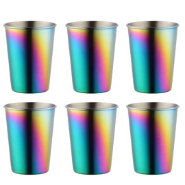 BYEGOU 6 Pack Stainless Steel Cups 12 OZ/350ml Stackable Pint Cup Tumbler, Metal Unbreakable Drinking Glasses, Rainbow Shatterproof Drinkware for Camping Travel Home Restaurant Dishwasher Safe