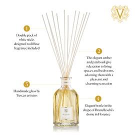 Dr. Vranjes - Ambra 250 ml Diffuser + Double Pack of White Sticks (3 Pieces Bundle)- Luxury Home Fragrance, Made in Italy, Main Scent: Oriental, Olfactory Pyramid: Amber, Patchouli, Sandalwood