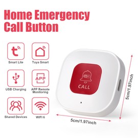 Ainiv Wifi Elderly Alarm Call Button, Personal Panic Button Alarms for Elderly, Home Emergency Pager Alert System for Seniors/Patient/Handicapped, Smart SOS Wireless Caregiver Life Alert Safety Alarm