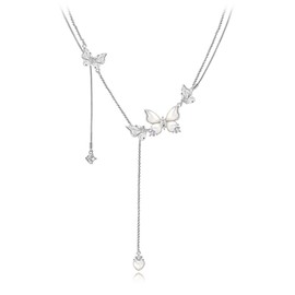 Fashion necklace, exquisite butterfly clavicle chain, temperament fringe butterfly necklace, butterfly pendant (M3116, Silver plating)