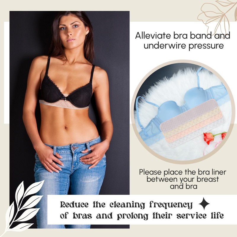 Toulite 10 Pcs Cotton Bra Liners 3 Layer Rectangle Under