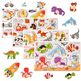 Wooderma Wooden Puzzle 1 Year | Wooden Puzzle for Boys and Girls 12-36 Months | Montessori Toy Wooden Toy Baby | Children's Gripping Puzzle Christmas Gift