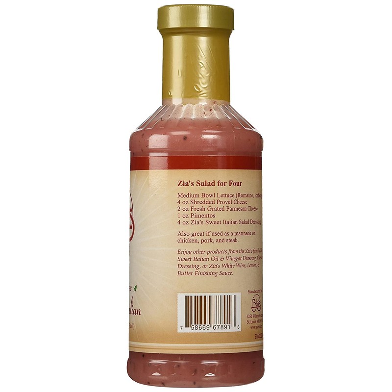 Zia's Fat Free Sweet Italian Dressing 16 Ounce Bottle
