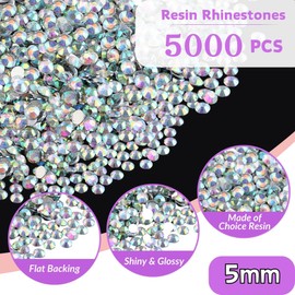 5000PCS 5mm Resin Rhinestones for Bedazzling, Crystal AB Bulk Flatback Bedazzled Gems for Crafting Crafts DIY, Diamonds Charms Crystal for Shoes Clothing Bottles Tumblers Fabric Nail Art