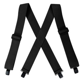 Men's Braces Wide 5 cm, Extra Strong Braces, Elastic and Adjustable, Braces with 4 Metal Clips, for Men up to 1.96 m Height, black