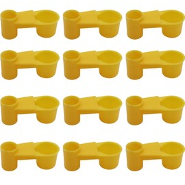 12 alimentadores automáticos de plástico para bebidas de pájaros, para botellas de agua o palomas, para loro, pollo, para aves de corral (amarillo)