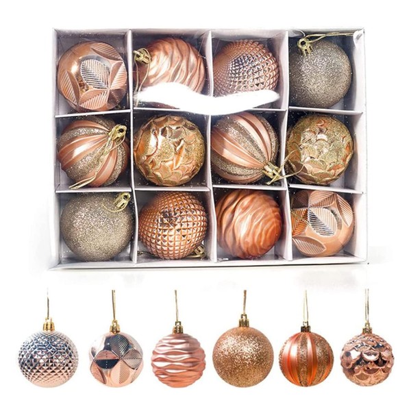 Christmas Ornaments Christmas Balls, Diameter 2.4 inches (6 cm), Luxurious 12 Piece Set, Cute, Stylish, Sparkling, Ball Decoration, Tree Decoration, Nordic Style, New Year, Events, Parties, Home Decoration, Atmosphere, Christmas Tree Decoration, Room, St