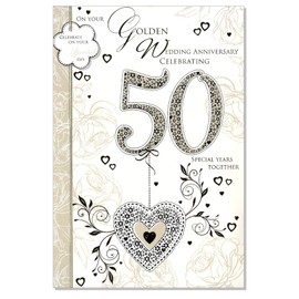 Golden Anniversary Card - 50 Years Special Couple Wedding Anniversary 7.5" x 5.25" A131