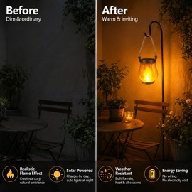 Solar Flame Rope Lantern for Outdoor Décor – Type-C Rechargeable Hanging Lamp for Garden, Patio and Camping
